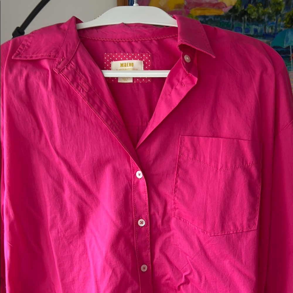 Maeve Pink Button-Up Shirt